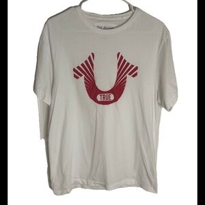 True Religion Mens T-Shirt Size Medium Logo White And Red (0328)